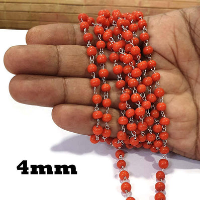 2 Meter Pack 'Glass Beads Chain' Silver Plated