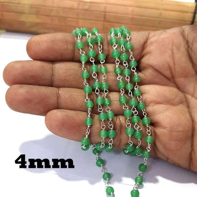 2 Meter Pack 'Glass Beads Chain' Silver Plated