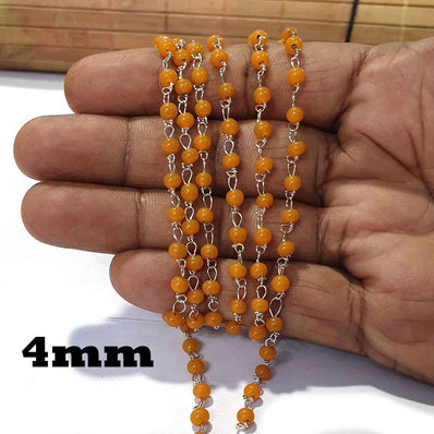 2 Meter Pack 'Glass Beads Chain' Silver Plated