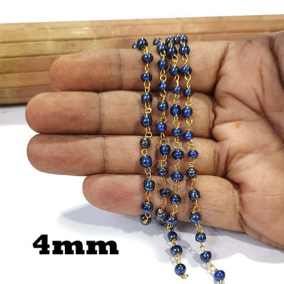 2 Meter Pack 'Glass Beads Chain' Gold Plated