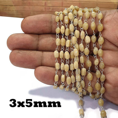 2 Meter Pack 'Glass Beads Chain' Silver Plated