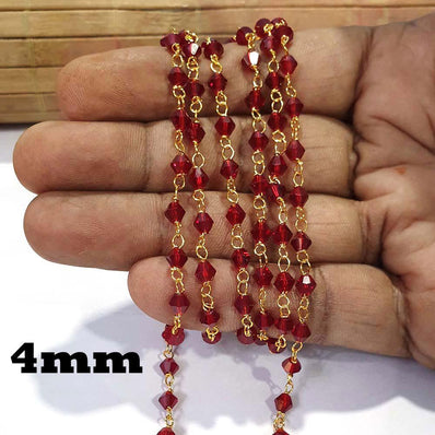 2 Meter Pack 'Glass Beads Chain' Gold Plated