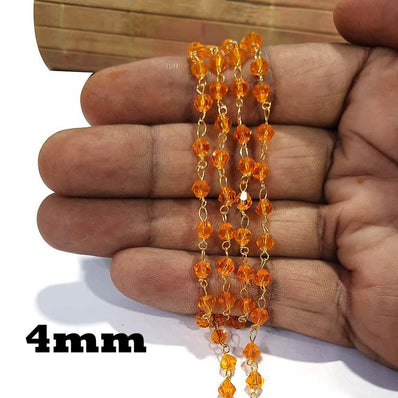 2 Meter Pack 'Glass Beads Chain' Gold Plated