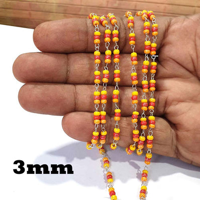 2 Meter Pack 'Glass Beads Chain' Silver Plated