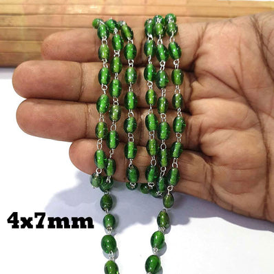 2 Meter Pack 'Glass Beads Chain' Silver Plated