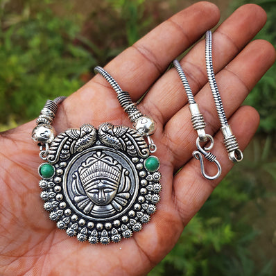 TEMPLE SILVER OXDIZED SNAKE CHAIN NECKLACE SOLD BY PER PIECE PACK