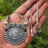 TEMPLE SILVER OXDIZED SNAKE CHAIN NECKLACE SOLD BY PER PIECE PACK