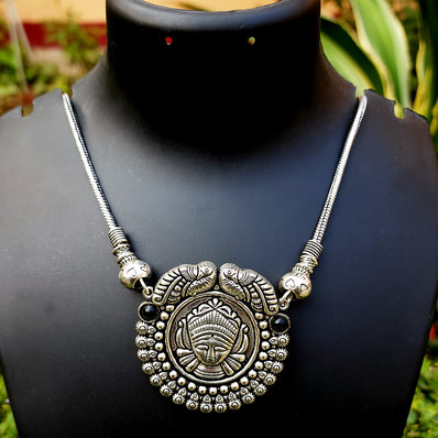 TEMPLE SILVER OXDIZED SNAKE CHAIN NECKLACE SOLD BY PER PIECE PACK