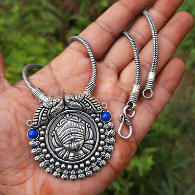 TEMPLE SILVER OXDIZED SNAKE CHAIN NECKLACE SOLD BY PER PIECE PACK