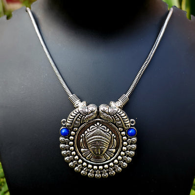 TEMPLE SILVER OXDIZED SNAKE CHAIN NECKLACE SOLD BY PER PIECE PACK