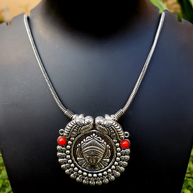 TEMPLE SILVER OXDIZED SNAKE CHAIN NECKLACE SOLD BY PER PIECE PACK