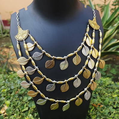 GERMAN SILVER DUAL TONE' OXIDIZED TRENDY NECKLACE SOLD BY PER PIECE PACK