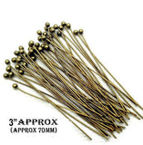 22 Gauge, 70mm Long ball head Pins, Bronze Plated, Sold Per 50 Gram Pack, About 200 Pcs to 230 Pcs