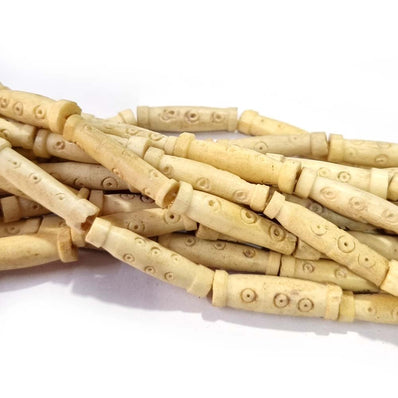 Sold Per Line 16 Inches handmade Bone Natural Beads for jewelry making Size about 6x15 Natural Dyed Carved17BeadsSold Per Line 16 Inches handmade Bone Natural Beads for jewelry making Size about 6x15 Natural Dyed CarvedApprox Beads in a line 17Pcs.