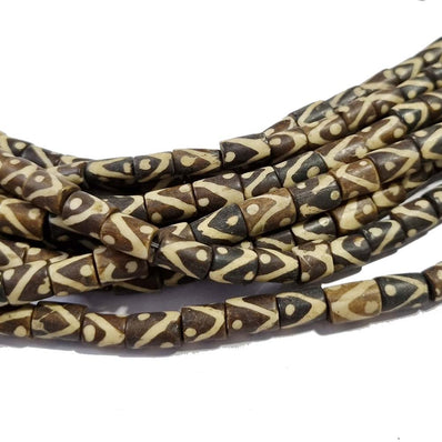 Sold Per Line 16 Inches handmade Bone Natural Beads for jewelry making Size about 8x10mm Bone Batik Tube40BeadsSold Per Line 16 Inches handmade Bone Natural Beads for jewelry making Size about 8x10mm Bone Batik TubeApprox Beads in a line 40Pcs.