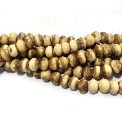 Handmade Bone Beads for Jewelry making  Sold by Per line 16" Beads size about 9x7mm Rondelle Antiqued Natural about 68 Beads