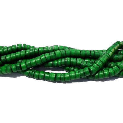 Handmade Bone Beads for Jewelry making  Sold by Per line 16" Beads size about 7x4mm, Approx 102 Beads, Heishi Green Dyed Bone