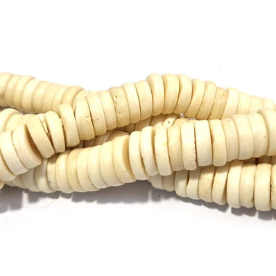 HANDMADE BONE BEADS FOR JEWELRY MAKING SOLD BY PER LINE 16" BEADS Beads Size About 12x3mm Approx 129 Beads in a Line