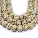 HANDMADE BONE BEADS FOR JEWELRY MAKING SOLD BY PER LINE 16" BEADS Beads Size About 14mm Approx 38 Beads in a Line