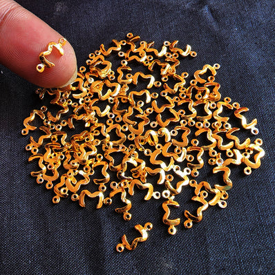 24k Gold Plated, Long Lasting Plating, 30 PIECES PACK' AUTHENTIC BRASS MINI DOUBLE LOOP ANTI TARNISH CONNECTOR CHARMS
