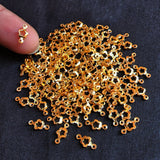 24k Gold Plated, Long Lasting Plating, 30 PIECES PACK' AUTHENTIC BRASS MINI DOUBLE LOOP ANTI TARNISH CONNECTOR CHARMS