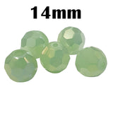 10 Pcs. Big Size Round football faceted Pale green color, crystal glass beads, Size 14mm