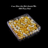 1000 PCS PACK' ASSORTED SILVER AND GOLD 4MM ,ROUND BALL METAL SPACER BEADS BEST FOR JEWELLERY MAKING
