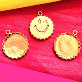 5 PIECES PENDANT CHARMS BEZEL SETTINGS FOR JEWELRY MAKING, AS PER PHOTO SIZE AND DESIGNS GOLD PLATED BLANK TRAY CABOCHONS