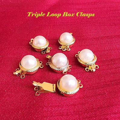 BOX CLASPS TRIPLE HOLE JEWELLERY FINDING; GOLD PLATED' 11X17 MM' SOLD BY PER PIECE PACK