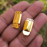 ANTI TARNISH 24 K GOLD POLISHED' 3 LOOPS' BOX CLASP JEWELLERY FINDING' 22x10 MM SOLD BY 2 PIECES PACK