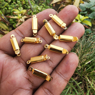 ANTI TARNISH 24 K GOLD POLISHED' SINGLE LOOP' BOX CLASP JEWELLERY FINDING' 22X5 MM SOLD BY 2 PIECES PACK