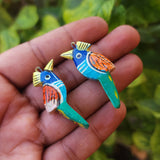 10 PIECES PACK' 42x14 MM' WOODEN PARROT' HAND PAINTED PENDANT CHARMS