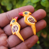 10 PIECES PACK' 42X14 MM' WOODEN PARROT' HAND PAINTED PENDANT CHARMS