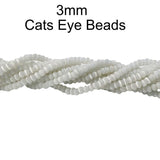 Monalisa Beads, 3mm White Cats Eye Beads Sold Per Strand of 16 Inches, approx  165 beads