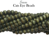Monalisa Beads, 5mm, Cats Eye Round Beads Unbeatable Price Sold Per Strand of 16 inches, Approx 90 beads in a line