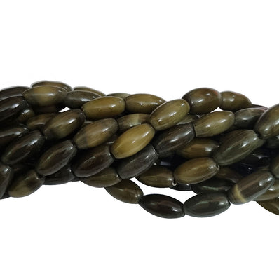 Per 2 Strands Monalisa Cats eye beads, Size about 6x12mm, Oval shape, approx 64~65 beads in 2 16 iches line