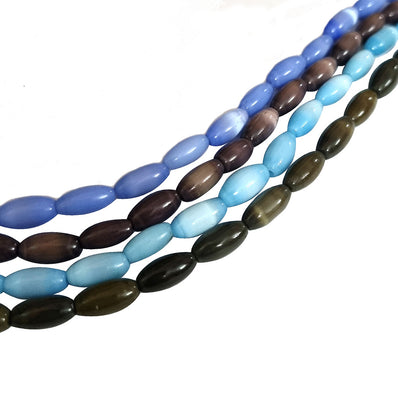 Per 4 Strands Monalisa Cats eye beads, MIX COMBO, Size about 6x12mm, Oval shape, approx 170~172 beads in 4 16 iches lines