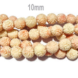 10/Pcs Pkg. Resin Stone Flower Ceramic Jade touch Carved Beads for jewelry Making in 10mm round size