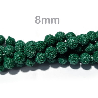 10/Pcs Pkg. Resin Stone Flower Ceramic Jade touch Carved Beads for jewelry Making in 8mm round size