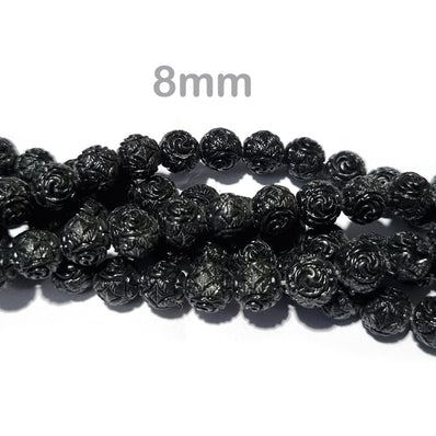 10/Pcs Pkg. Resin Stone Flower Ceramic Jade touch Carved Beads for jewelry Making in 8mm round size