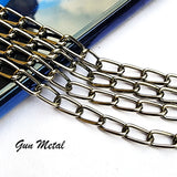 2 PIECES CUTTING PACK OF 70-75 CM LONG' GUN METAL (BLACK) PLATED '7X3 MM ALLOY METAL PLATED CHAIN