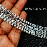 1 METER PACK' 4-5 MM APPROX' SILVER POLISHED BOX CHAIN USED IN DIY JEWELLERY MAKING