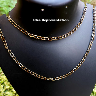 2 PIECES CUTTING PACK OF 70-75 CM LONG' ANTIQUE GOLD (BRONZE)' 7x4 MM ALLOY METAL PLATED CHAIN