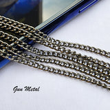 2 PIECES CUTTING PACK OF 70-75 CM LONG' GUN METAL (BLACK) PLATED '3 MM ALLOY METAL PLATED CHAIN