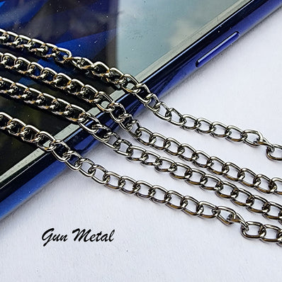 2 PIECES CUTTING PACK OF 70-75 CM LONG' GUN METAL (BLACK) PLATED '2.5 MM ALLOY METAL PLATED CHAIN