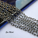 2 PIECES CUTTING PACK OF 70-75 CM LONG' GUN METAL (BLACK) PLATED '2 MM ALLOY METAL PLATED CHAIN