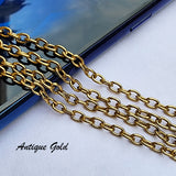 2 PIECES CUTTING PACK OF 70-75 CM LONG' ANTIQUE GOLD POLISHED' 2-2.5 MM ALLOY METAL PLATED CHAIN