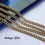 2 PIECES CUTTING PACK OF 70-75 CM LONG' ANTIQUE GOLD POLISHED' 3-3.5 MM ALLOY METAL PLATED CHAIN