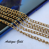2 PIECES CUTTING PACK OF 70-75 CM LONG' ANTIQUE GOLD POLISHED' 2.5-3 MM ALLOY METAL PLATED CHAIN