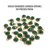 30 PIECES PACK' STONE STUDDED GOLD OXIDIZED CHARMS' SIZE 7-8 MM